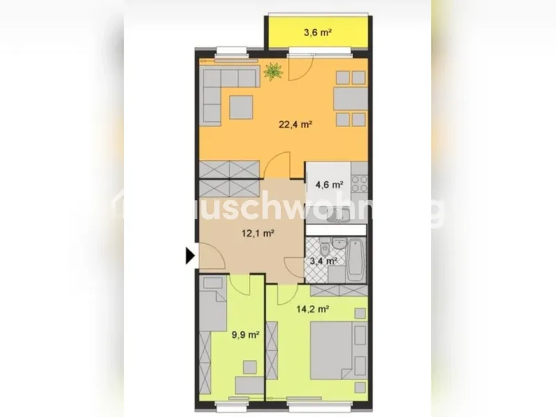 Tauschwohnung: Tausche günstige 3 Zimmer Wohnung gegen 4 Zimmer Wohnung — photo 1